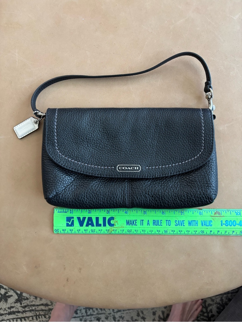 Coach Black Pebbled Leather Wristlet Clutch